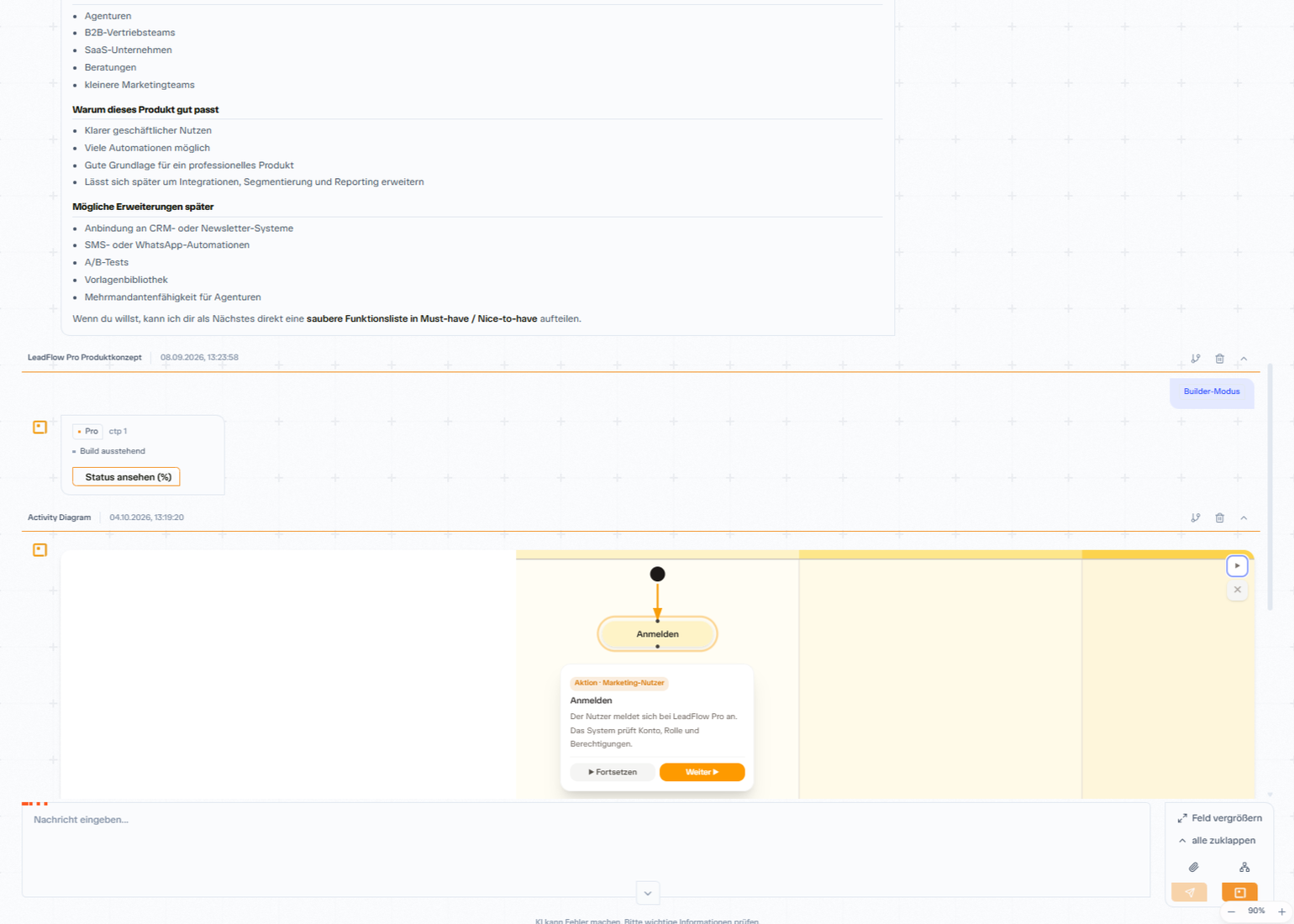 Ideation chat with activity diagram